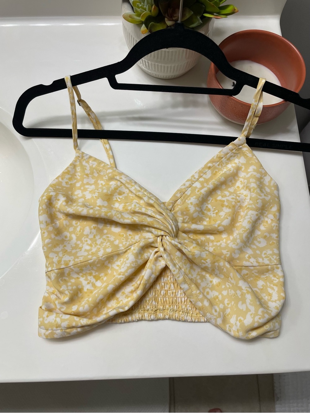 Abercrombie & Fitch Yellow Floral Knot-Front Camisole
